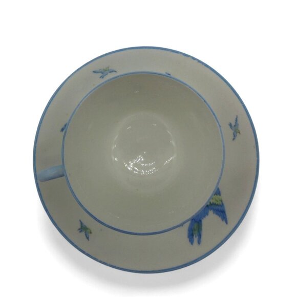HEATHCOTE Williamsons Blue Bird Cup and Saucer Set 1930s England Vintage - Picture 8 of 12